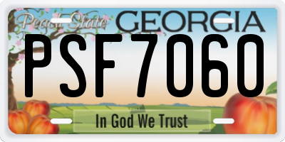GA license plate PSF7060
