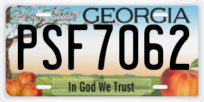 GA license plate PSF7062