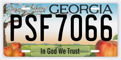 GA license plate PSF7066