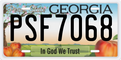 GA license plate PSF7068