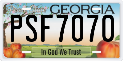 GA license plate PSF7070