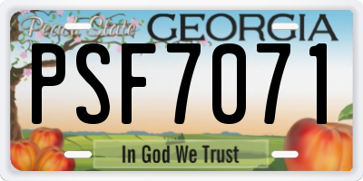 GA license plate PSF7071