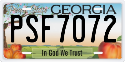 GA license plate PSF7072