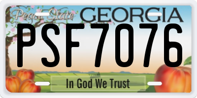 GA license plate PSF7076