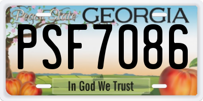 GA license plate PSF7086