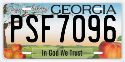 GA license plate PSF7096