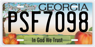 GA license plate PSF7098