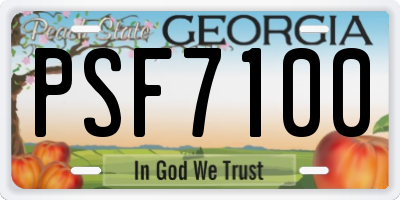 GA license plate PSF7100
