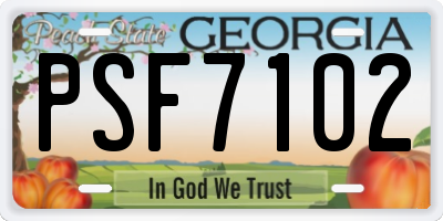 GA license plate PSF7102