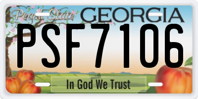 GA license plate PSF7106