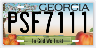 GA license plate PSF7111