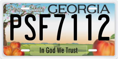 GA license plate PSF7112