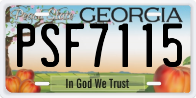 GA license plate PSF7115