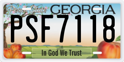 GA license plate PSF7118