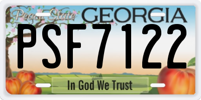 GA license plate PSF7122