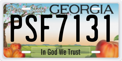 GA license plate PSF7131