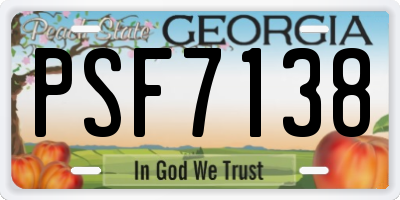 GA license plate PSF7138