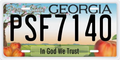 GA license plate PSF7140