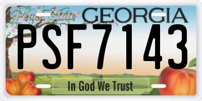 GA license plate PSF7143