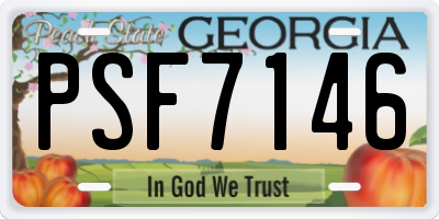 GA license plate PSF7146