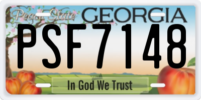 GA license plate PSF7148