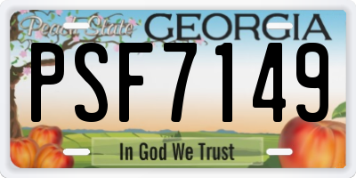 GA license plate PSF7149