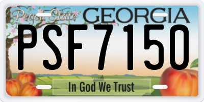 GA license plate PSF7150