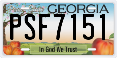 GA license plate PSF7151