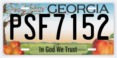GA license plate PSF7152