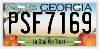 GA license plate PSF7169