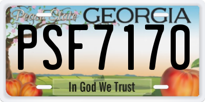 GA license plate PSF7170