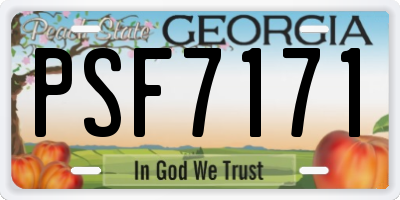 GA license plate PSF7171