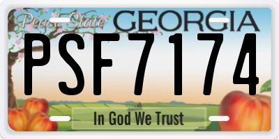 GA license plate PSF7174