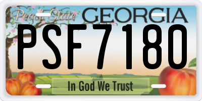 GA license plate PSF7180