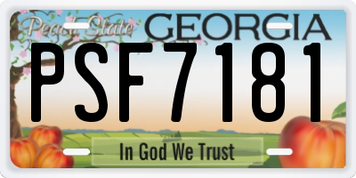 GA license plate PSF7181