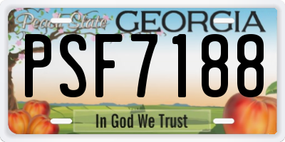 GA license plate PSF7188