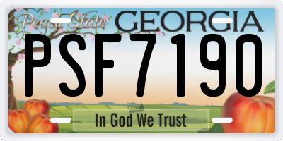 GA license plate PSF7190