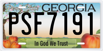 GA license plate PSF7191