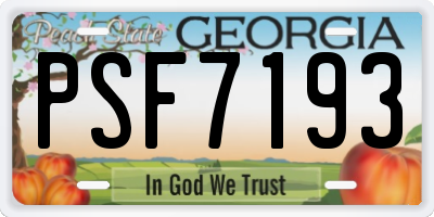 GA license plate PSF7193