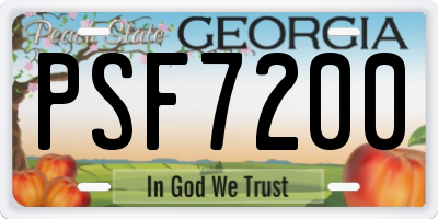 GA license plate PSF7200