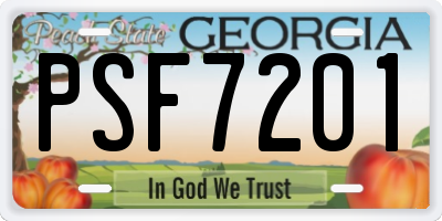 GA license plate PSF7201