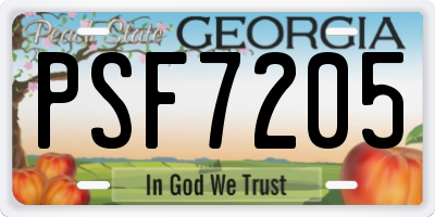 GA license plate PSF7205