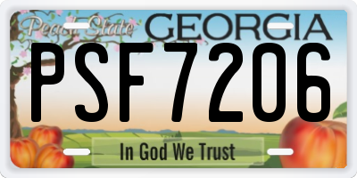 GA license plate PSF7206