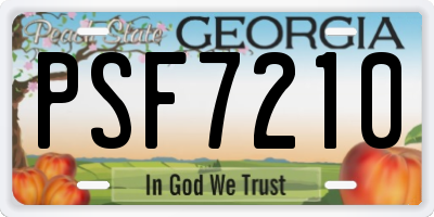 GA license plate PSF7210