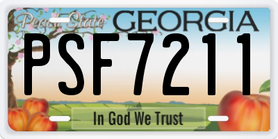 GA license plate PSF7211