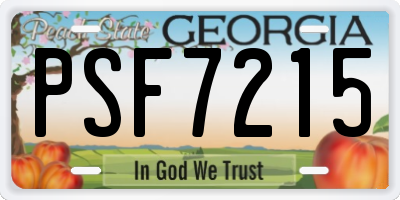 GA license plate PSF7215