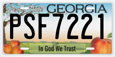 GA license plate PSF7221