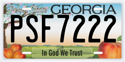 GA license plate PSF7222
