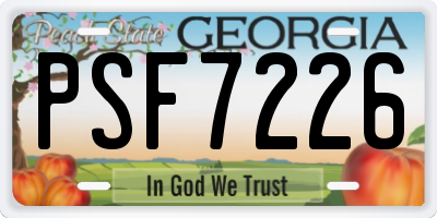 GA license plate PSF7226
