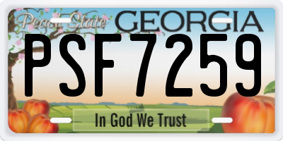 GA license plate PSF7259